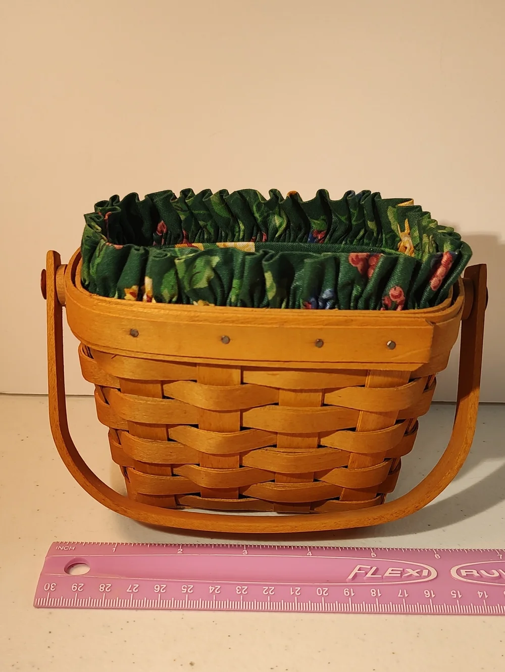 Longaberger 1997 American Cancer Society Basket, Liner And Plastic Protector